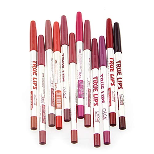 12 Varios colores Lip Liner Set Lápiz labial resistente al agua Lip Liner Pencil Lápiz delineador de labios de larga duración Set