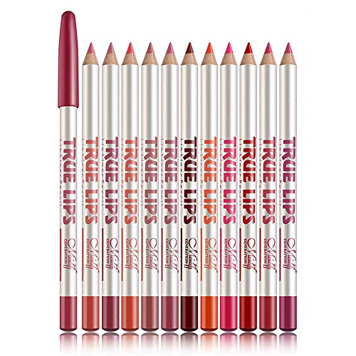 12 Varios colores Lip Liner Set Lápiz labial resistente al agua Lip Liner Pencil Lápiz delineador de labios de larga duración Set