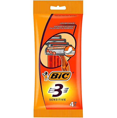 3 paquetes de cuchillas desechables BiC 3 Sensitive Triple Blade – Paquete de 4