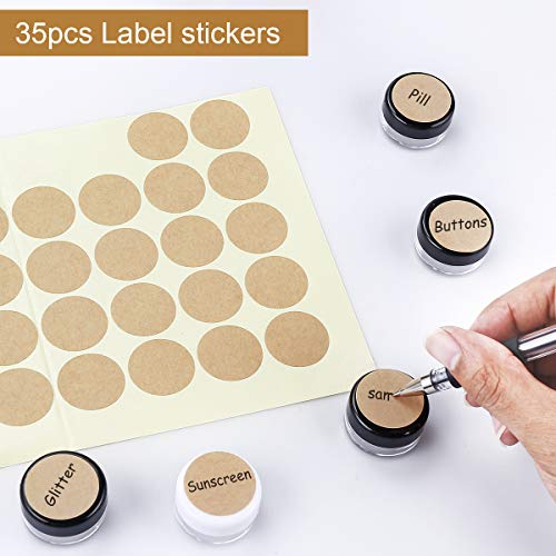 30 Piezas Tarros de Plástico, Contenedores Cosmético de Viaje Envases de Vacío con Tapas para Cosmética Crema Muestra, Polvo, 5g