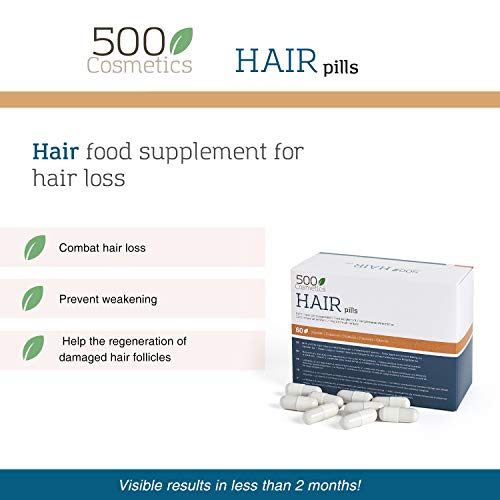 500Cosmetics Hair- Cápsulas Naturales para Prevenir y Evitar la Caída del Pelo con L-Cysteine y Zinc - Mejora el estado del Cabello y Aporta Nutrientes - Para Hombre y Mujer. (1)