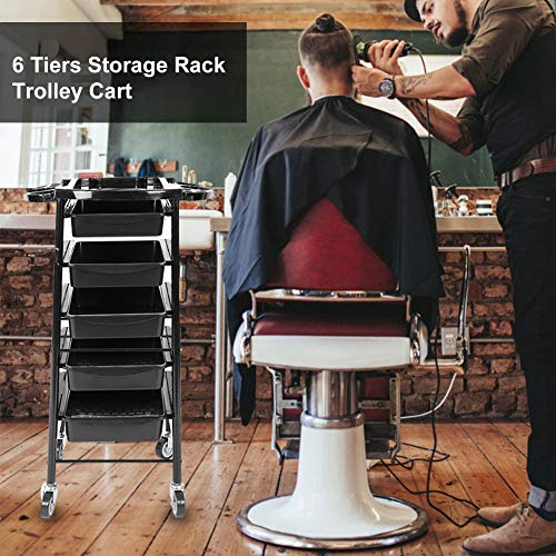 6 Capas de Maquillaje Carrito, Peluquería Beauty Cart de Almacenamiento Rack Trolley Carrito con Ruedas para