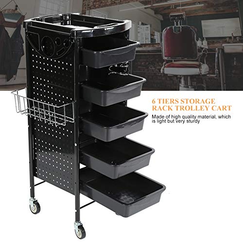 6 Capas de Maquillaje Carrito, Peluquería Beauty Cart de Almacenamiento Rack Trolley Carrito con Ruedas para