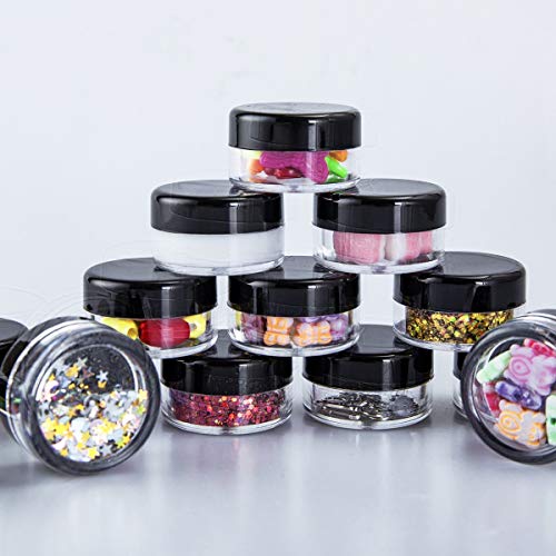 60 Piezas Tarros de Plástico, Contenedores Cosmético de Viaje Envases de Vacío Transparente con Tapas de Tornillo para Cosmética Crema Muestra, Polvo, Decoración de Uñas, 5g 5ml Negro