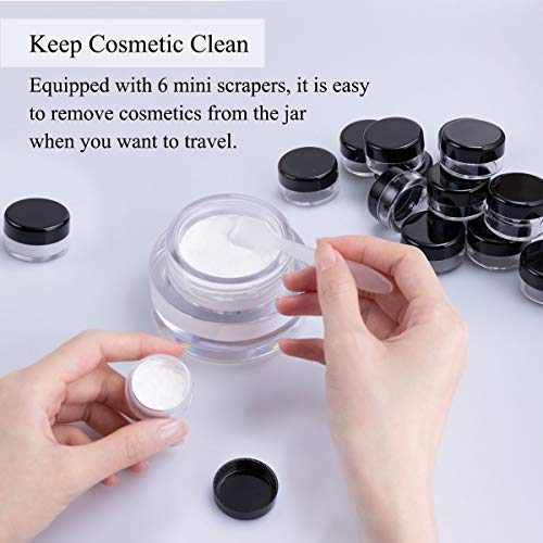 60 Piezas Tarros de Plástico, Contenedores Cosmético de Viaje Envases de Vacío Transparente con Tapas de Tornillo para Cosmética Crema Muestra, Polvo, Decoración de Uñas, 5g 5ml Negro