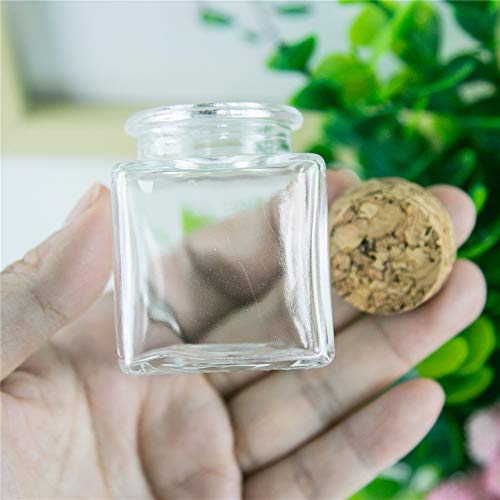 6pcs 50ml Frascos de Vidrio Vacía Transparente con Corcho, Mini Botellas de Cristal Cuadrado, Adecuado para Casarse Botella Pequeña al por Mayor Que Desea