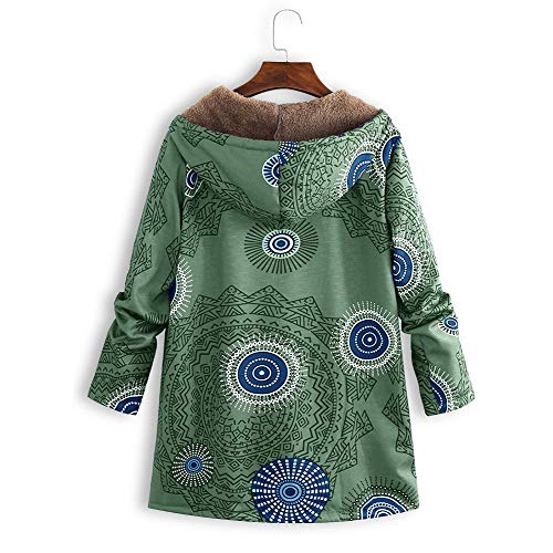 Abrigo De Invierno Mujer Libre Abrigos para Mujer Rebajas Talla Grande Abrigo con Capucha De Manga Larga Vintage Cremallera Señoras Abrigos con Bolsillos Gruesos De Lana riou (2-Green, M)