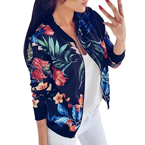 Abrigo de otoño, Dragon868 2018 otoño Mujeres de Manga Larga Tops Chaqueta de Cremallera Outwear Tops Sueltos (XXL, Azul)