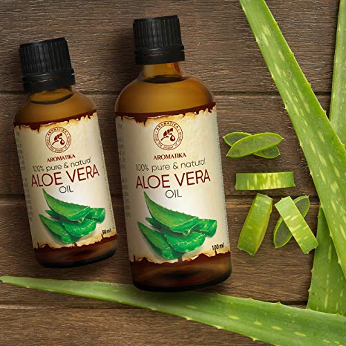 Aceite de Aloe Vera 100ml - Aloe Barbadensis - Brasil - 100% Puro y Natural - Botella de Cristal - Cuidado Intensivo para el Rostro - Cuerpo - Cabello - Masaje - Cosmético para el Cuidado Corporal