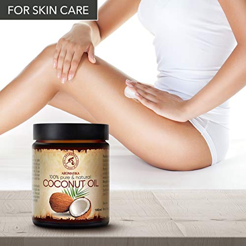 Aceite de Coco 100ml - Sin Refinar - Cocos Nucifera Oil - Indonesia - 100% Puro y Natural - Prensado en Frío - Ideal para Cabello - Piel - Labios - Cara - Cuerpo - Ideal para la Masaje