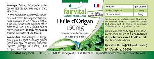 Aceite de Orégano 150mg - Origanum vulgare - Potente Extracto 10:1-90 Cápsulas blandas - Calidad Alemana