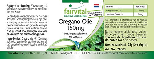 Aceite de Orégano 150mg - Origanum vulgare - Potente Extracto 10:1-90 Cápsulas blandas - Calidad Alemana