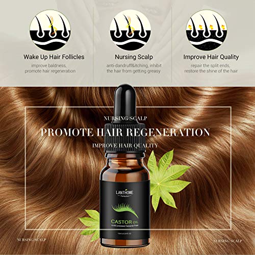 Aceite de Ricino Puro, Natural orgánico 100% aceite de ricino, natural, vegano, sin hexano, no OGM - Hidrata y nutre el cabello, las cejas y las pestañas 10ml (Aceite de Ricino)