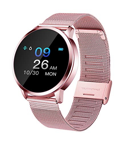 Adsvtech Smartwatch, Impermeable Reloj Inteligente Mujer Hombre, Pulsera Actividad Inteligente Reloj Deportivo Reloj Fitness con Monitor de sueño Pulsómetro Cronómetros para iOS Android (Rosado)