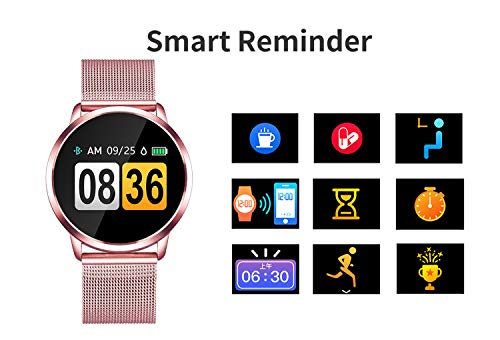 Adsvtech Smartwatch, Impermeable Reloj Inteligente Mujer Hombre, Pulsera Actividad Inteligente Reloj Deportivo Reloj Fitness con Monitor de sueño Pulsómetro Cronómetros para iOS Android (Rosado)