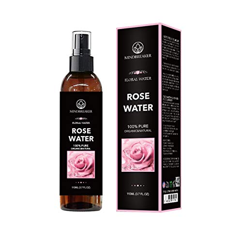 Agua de rosas orgánica: grado terapéutico, puro, búlgaro, sin hexano, sin alcohol: lo mejor para tóner facial, piel, cabello, cuidado del cuerpo, spray de viaje: rociador de niebla fina (110 ml)