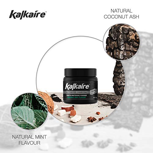 AH Kalkaire - Blanqueamiento dental - Carbón activo de coco para dientes blancos - Polvo blanqueador - Limpieza de dientes - Blanqueamiento dental - Blanqueamiento de dientes - Dientes blanqueados