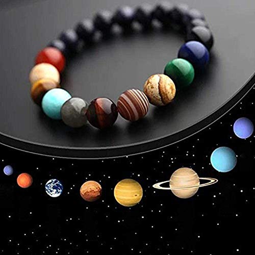 AidShunn Sistema Solar Pulseras con Cuentas de Piedra Natural Universo Galaxy Ocho Planeta Serie Temática Joyas para Hombres Mujer Niñas Niños Adolescente