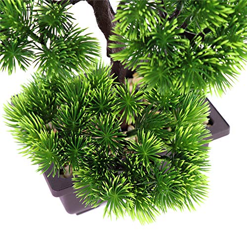 Aisamco Bonsai artificial Decoración de plantas falsas Plantas artificiales en macetas Plantas de bonsai de pino japonés 33 cm de altura para la decoración del hogar Pantalla de escritorio