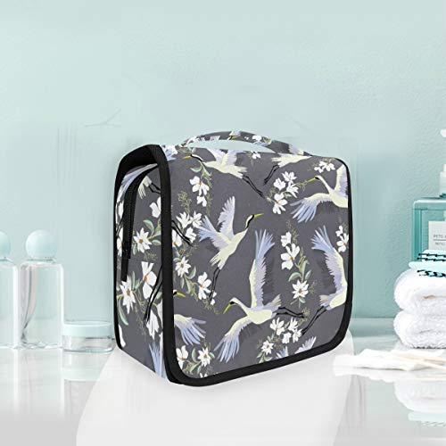 Alarge - Neceser para colgar, diseño de flores japonesas, bolsa para hacer gárgaras con flores, tamaño grande, portátil, para viajes, cosméticos y maquillaje, para mujeres y hombres