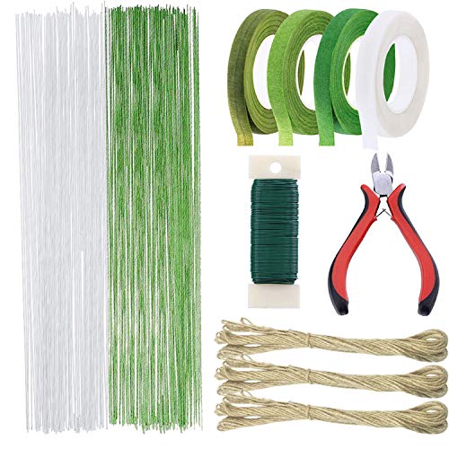 Allaozne Kit de Herramienta de Arreglos Florales Cintas Florales, 2 Estilo Floral Wire, Cuerda de Cáñamo y Cortador de Alambre Floral para Hermoso Arreglo de Ramo