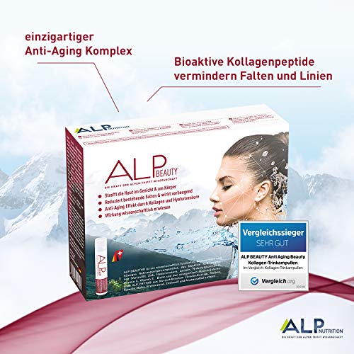 ALP BEAUTY Colágeno Acido Hialurónico Vitamina C Zinc 14x25 ml Ampollas bebibles antiedad bellezza tratamiento y antiarrugas con biotina colageno hidrolizado glucosamina y vitaminas mujer