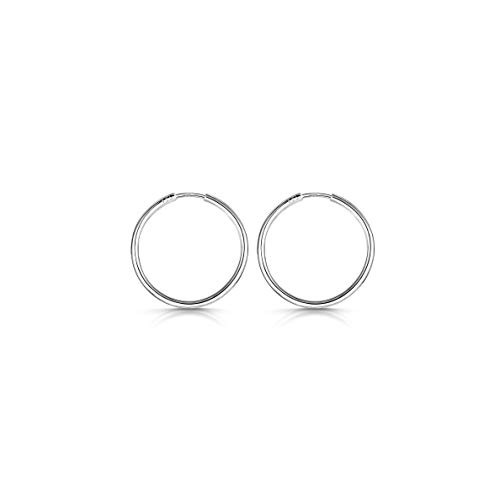 Amberta® 925 Plata De Ley Pendiente De Aro Fino Con Pendientes De Aro Sin Fin – Pendientes De Aro Tipo Criolla – Diámetro: 20 30 40 60 80 mm (20mm)