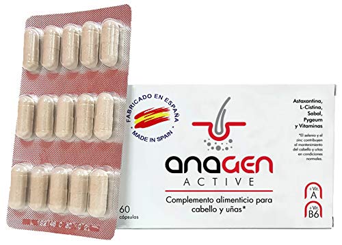 Anagen Active - tratamiento anti-caída de cabello | vitamina pelo con Bitoina, Zinc, vitaminas, Selenio, L-Cistina, Saw palmeto, Astaxantina | Crecepelo | crecimiento en hombres y mujeres (1 Caja)