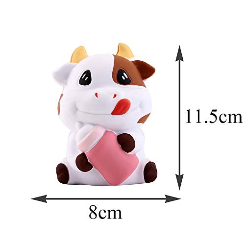 Anboor 3.1 "Squishies Vaca Kawaii Botella de Leche Suave Crecimiento Lento Perfumado Animal Squishies Alivio para el estrés Juguetes para ni?os