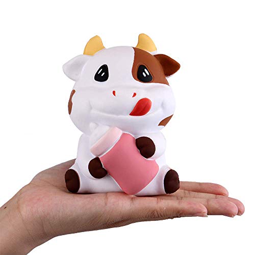 Anboor 3.1 "Squishies Vaca Kawaii Botella de Leche Suave Crecimiento Lento Perfumado Animal Squishies Alivio para el estrés Juguetes para ni?os