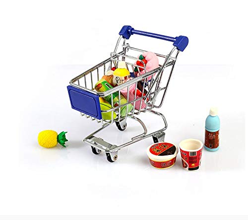 ANNIUP - Mini Carrito de la Compra, Carrito de supermercado, Cesta de Almacenamiento para Maquillaje, Estante de Almacenamiento de Metal Inoxidable para decoración de Escritorio