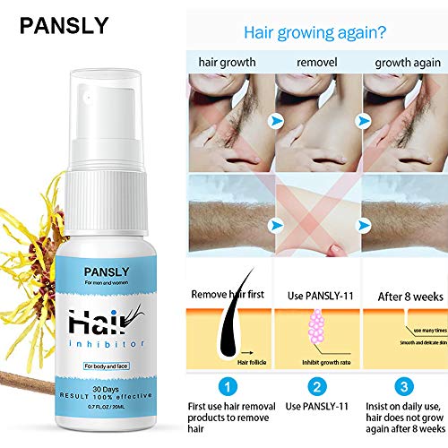 Anself PANSLY 20ml Inhibidor de Vello Depilación Permanente Piernas Axila Barba Blanda Stop Spray sin dolor