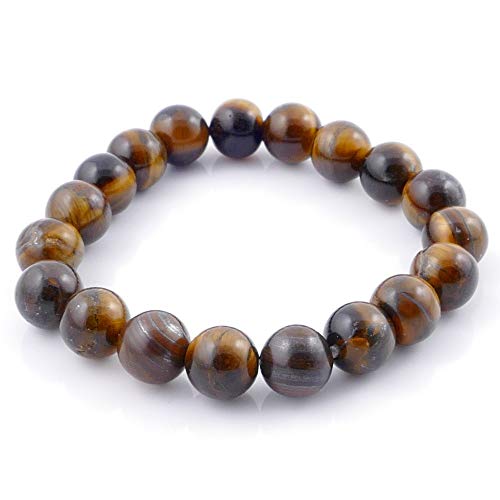 ARITZI – Pulsera elástica con Bolitas de Piedras Naturales con un diámetro de 10 mm - Ojo de Tigre