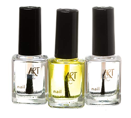 Art 2C - Tratamiento para proteger y reparar las uñas, paquete de 3 productos: aceite embellecedor, endurecedor y brillo, 3 x 12 ml