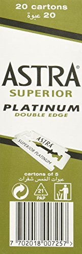 Astra Platinum Hojas de afeitar de doble filo (inoxidable), 20 cajas de 5 hojas