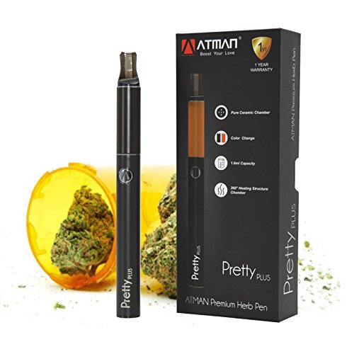 Atman Pretty Plus Dry Herb Vaporizador Kit Herbal Vapor con cámara de calefacción profunda de cerámica para garantizar el sabor puro Vaping Vaporizador Herbal Electronic Cigarette sin nicotina Negro