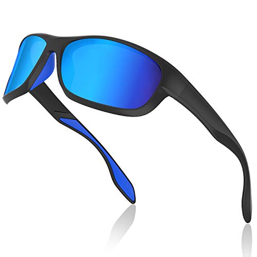 Avoalre Gafas de Sol Hombres Polarizadas Gafas Deportivas Unisex Anti UV400 Marco TR90 Súper Ligero y Mujer Ciclismo MTB Running Coche Moto Montaña - Azul