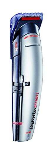 BaByliss E837E Cortapelos para cara, cabello y cuerpo, con cuchillas profesionales W-tech y 10 accesorios, color negro y gris