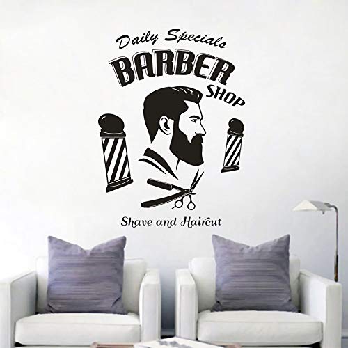 Barber shop sign calcomanías de arte de pared para afeitado y corte de pelo ventanas carteles de vinilo para peluquería peluquería peinado decoración de pared pegatinas A6 57x77cm