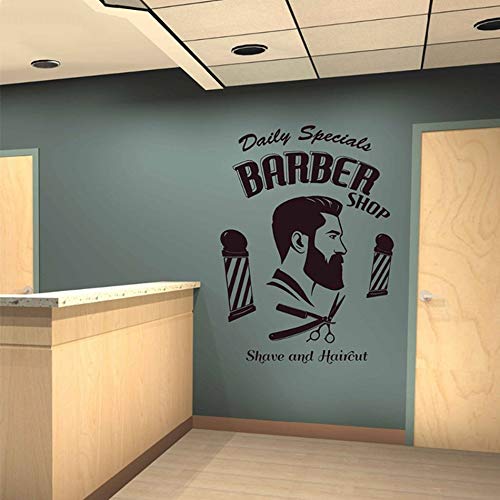 Barber shop sign calcomanías de arte de pared para afeitado y corte de pelo ventanas carteles de vinilo para peluquería peluquería peinado decoración de pared pegatinas A6 57x77cm