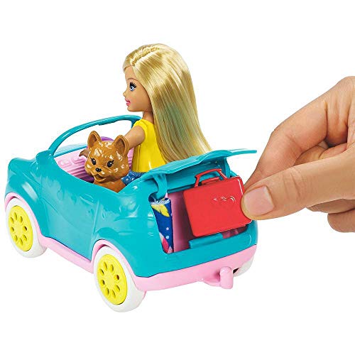 Barbie - Chelsea Muñeca y Su Caravana, con Perrito y Accesorios (Mattel FXG90)