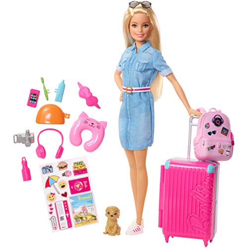 Barbie Vamos de viaje, muñeca con accesorios (Mattel FWV25)