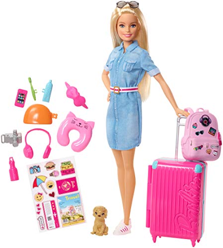 Barbie Vamos de viaje, muñeca con accesorios (Mattel FWV25)