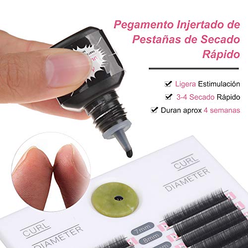 Beauty7 Extensión de Pestañas Postizas Pegamento Rápido Instantáneo FDA Certificado Lash Adhesivo Ultra Plus Profesional Resistente al Agua Fuerte Adhesivo Flexible Semipermanente, 5ml