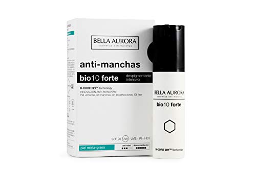 Bella Aurora Bio 10 Forte Crema Anti-Manchas Facial Piel Mixta-Grasa SPF 20, Anti-edad, Despigmentante Cara, 30 ml