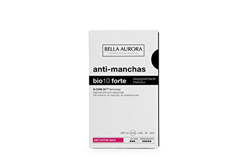 Bella Aurora Bio 10 Forte Crema Anti-Manchas Facial Piel Normal-Seca SPF 20, Anti-edad, Despigmentante Cara, 30 ml