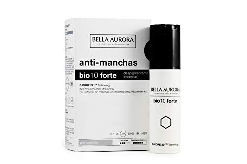 Bella Aurora Bio 10 Forte Crema Anti-Manchas Facial Piel Sensible SPF 20, Anti-edad, Despigmentante Cara, 30 ml