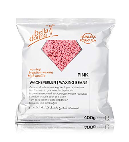 Bella Donna - Perlas de cera depilatoria, color rosa, para pieles sensibles, 400 g