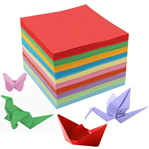 Belle Vous Papel de Origami (1100 Hojas) - 15 x 15cm – Set Papel Doble Lado en 10 Colores Llamativos - Papel Papiroflexia Fácil Plegado– Papel Cuadrado Origami Kit Manualidades Niños, Estudiantes