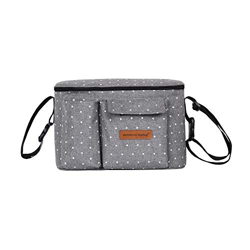 Bolsa Organizadora de Cochecitos para Mamá,Bolsa Carrito Bebe Súper Liviana, Multifuncional de Gran Capacidad para Almacenar 31 x 20 x 18 cm(Gris)